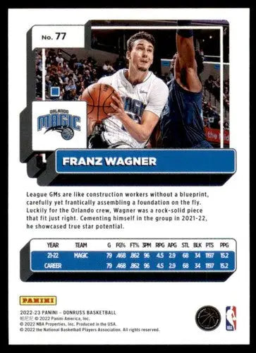 2022-23 Donruss #77 Franz Wagner NM-MT Magic ID:57203 - Basketball Card Single