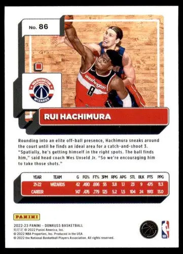 Basketball card featuring Rui Hachimura NM-MT from 2022-23 Donruss Wizards collection