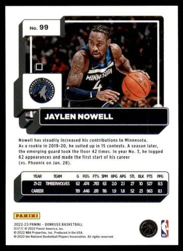 2022-23 Donruss Jaylen Nowell basketball card with original gloss NM-MT Timberwolves