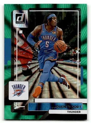 Luguentz Dort basketball card 2022-23 Donruss Holo Green Laser Thunder collectible