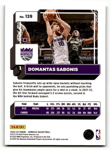 2022-23 Donruss Holo Green Laser #139 Domantas Sabonis NM-MT Sac Kings ID:57892 - Basketball Card Single