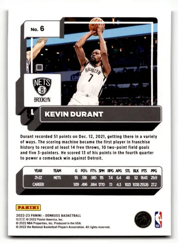 2022-23 Donruss Holo Green Laser #6 Kevin Durant NM-MT Nets ID:57898 - Basketball Card Single