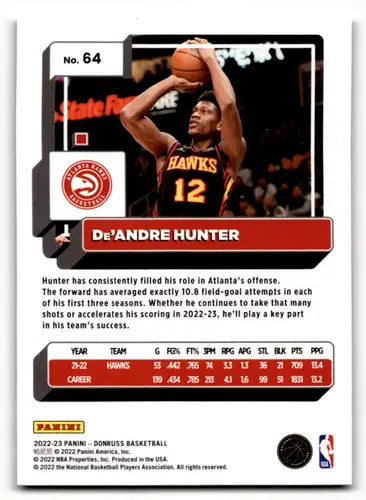 2022-23 Donruss Holo Green Laser #64 De’Andre Hunter NM-MT Hawks ID:57901 - Basketball Card Single
