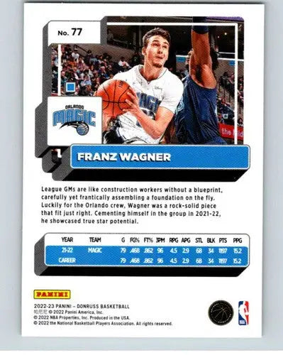 2022-23 Donruss Holo Green Laser Franz Wagner basketball trading card with original gloss
