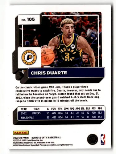 2022-23 Donruss Optic #105 Chris Duarte NM-MT Pacers ID:58870 - Basketball Card Single