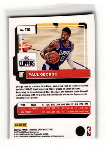2022-23 Donruss Optic #110 Paul George NM-MT Clippers ID:55984 - Basketball Card Single