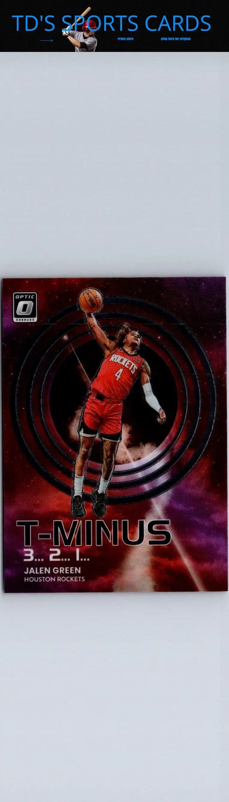 Jalen Green 2022-23 Donruss Optic trading card T-Minus 3...2...1... Purple