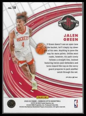 2022-23 Donruss Optic #18 Jalen Green Express Lane Purple