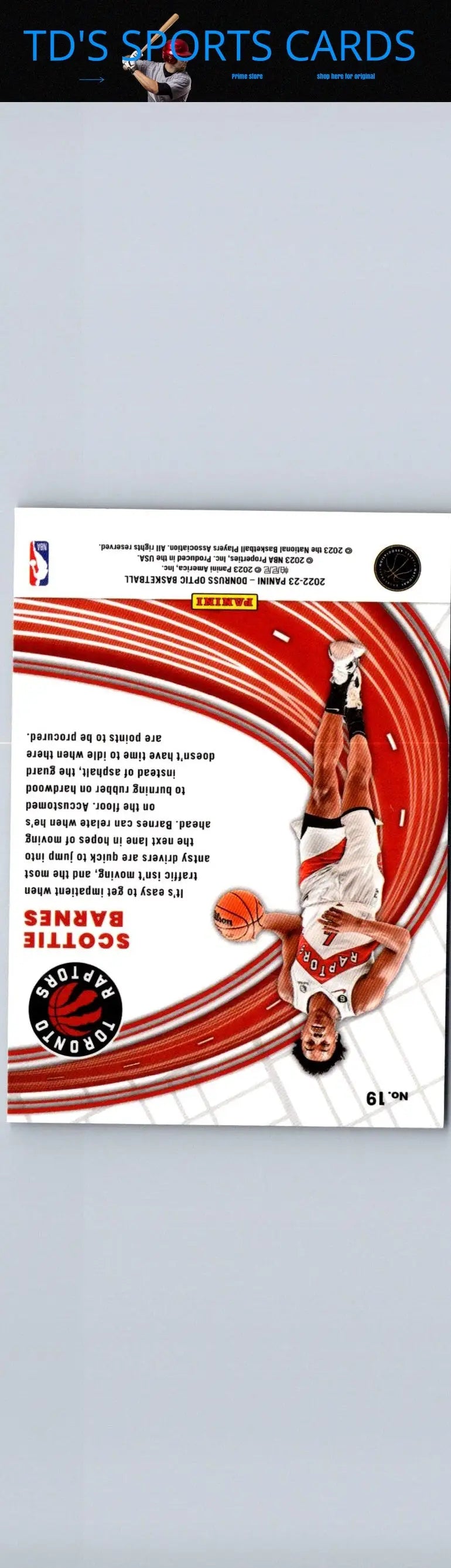 Scottie Barnes basketball card in 2022-23 Donruss Optic #19 Scottie Barnes Express Lane