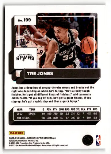 2022-23 Donruss Optic #199 Tre Jones NM-MT Spurs ID:58869 - Basketball Card Single