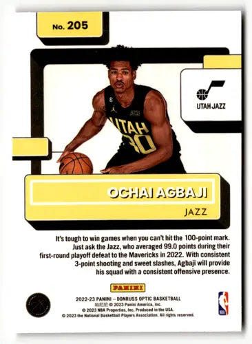2022-23 Donruss Optic #205 Ochai Agbaji NM-MT Jazz Rated Rookie ID:58874 - Basketball Card Single
