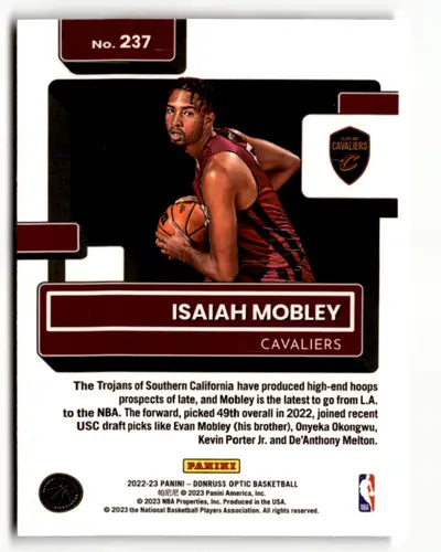Isaiah Mobley basketball card from Donruss Optic 2022-23 rated rookie series