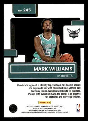 2022-23 Donruss Optic #245 Mark Williams Base RC Charlotte Hornets - Basketball Card Single