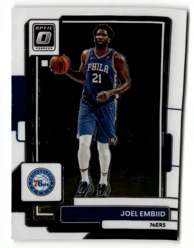 2022-23 Donruss Optic Joel Embiid basketball card with original gloss in 76ers team