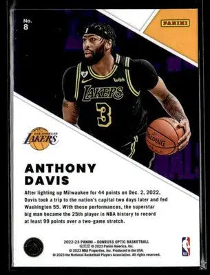 2022-23 Donruss Optic #8 Anthony Davis Winner Stays - Basketball Card Single