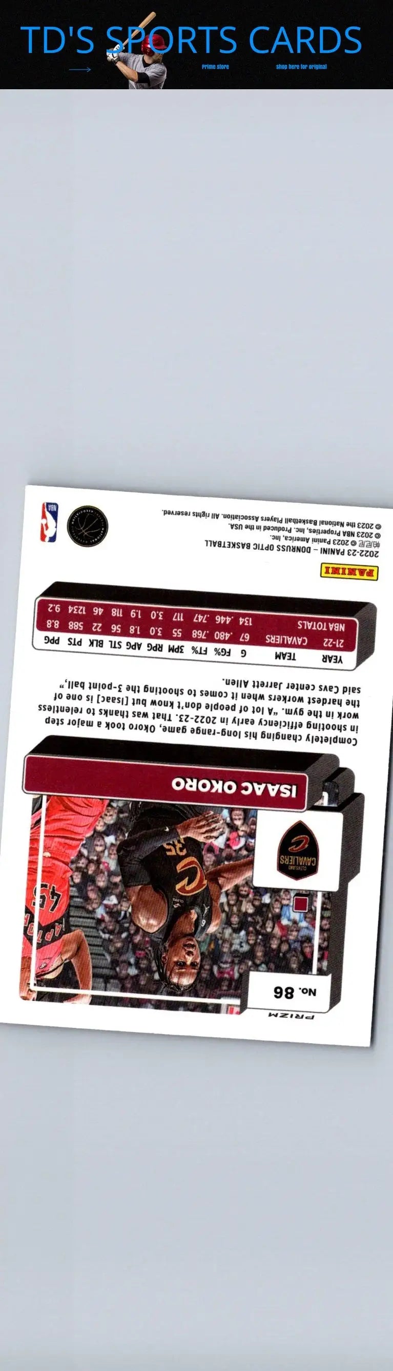 Basketball trading card of Isaac Okoro in Donruss Optic 2022-23 Purple series