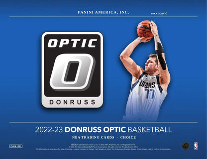 Promotional poster for 2022-23 Donruss Optic Choice NBA Basketball Box featuring rated rookies signatures
