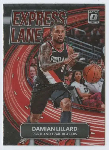 Damian Lillard basketball card from Donruss Optic Express Lane 2022-23 series