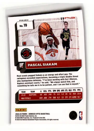 2022-23 Donruss Optic Hyper Pink #19 Pascal Siakam NM-MT Raptors ID:55976 - Basketball Card Single