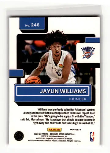 2022-23 Donruss Optic Hyper Pink #246 Jaylin Williams NM-MT Thunder Rat ID:55975 - Basketball Card Single