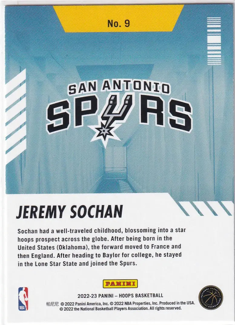 2022-23 HOOPS #9 JEREMY SOCHAN ARRIVING NOW HOLO- SAN ANTONIO SPURS