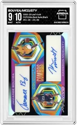 2022-23 Leaf Vivid Bouyea/NcGusty dual auto trading card with colorful combos design
