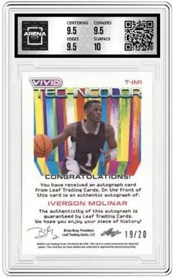 Graded Leaf Vivid Iverson Molinar basketball trading card with Technicolor Auto Black finish