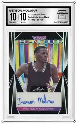 Graded Leaf Vivid Iverson Molinar 2022-23 Technicolor Auto Black trading card