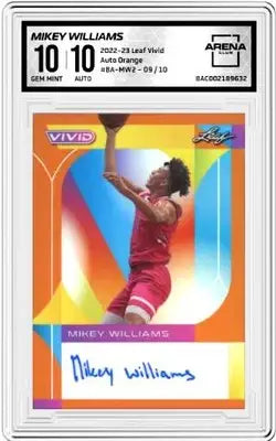 Graded Leaf Vivid Mikey Williams 2022-23 Auto Orange basketball trading card