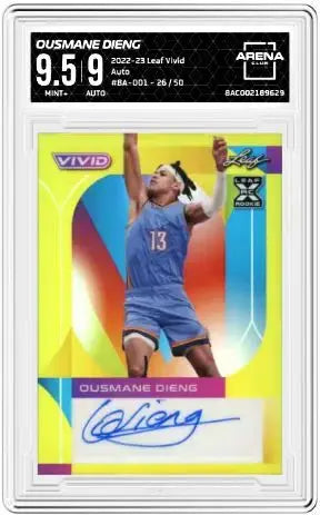 2022-23 Leaf Vivid Ousmane Dieng #BA-001 Auto 26/50 Basketball Arena Club 9.5