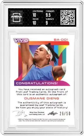 2022-23 Leaf Vivid Ousmane Dieng #BA-001 Auto 26/50 Basketball Arena Club 9.5 - Basketball Card Single