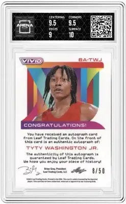 Graded sports trading card of TyTy Washington Jr from Leaf Vivid series