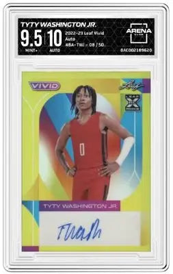 Leaf Vivid TyTy Washington Jr. 2022-23 basketball auto card, graded 9.5 Arena Club