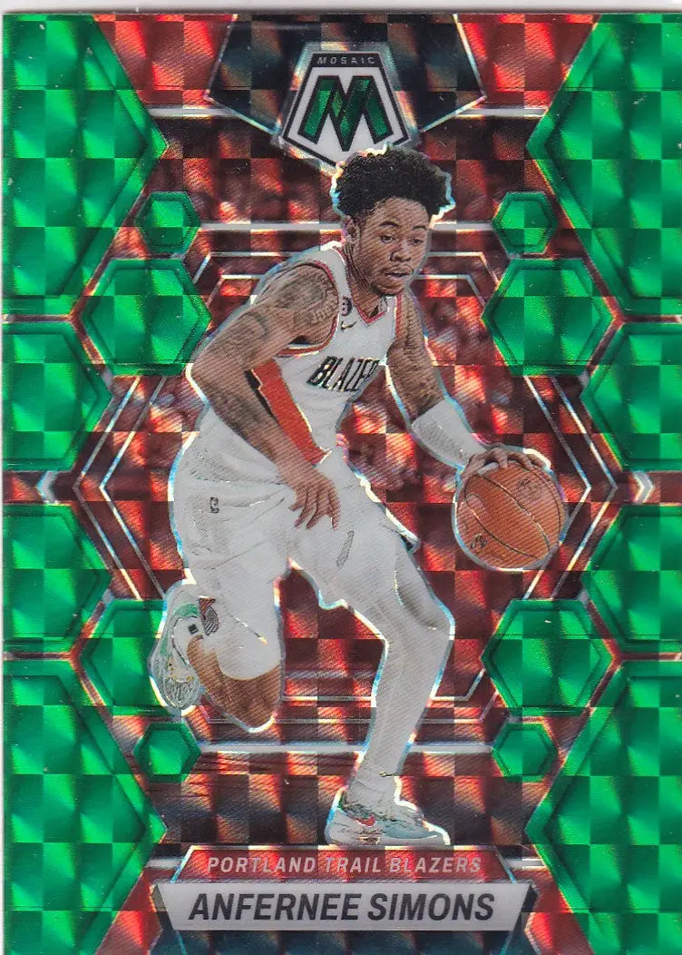 2022-23 MOSAIC #11 ANFERNEE SIMONS GREEN REACTIVE- PORTLAND TRAIL BLAZZERS - Basketball Card Single