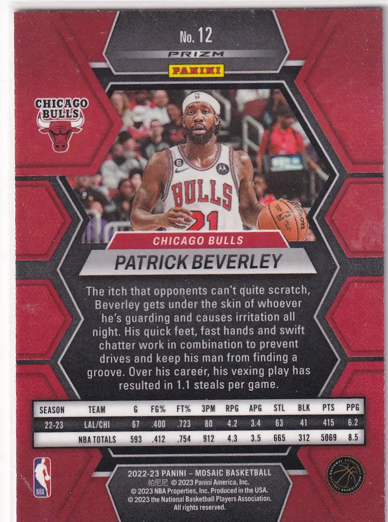 2022-23 MOSAIC #12 PATRICK BEVERLEY GREEN REACTIVE- CHICAGO BULLS - Basketball Card Single