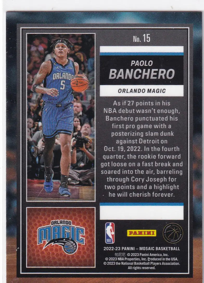 2022-23 MOSAIC #15 PAOLO BANCHERO JAM MASTERS- ORLANDO MAGIC
