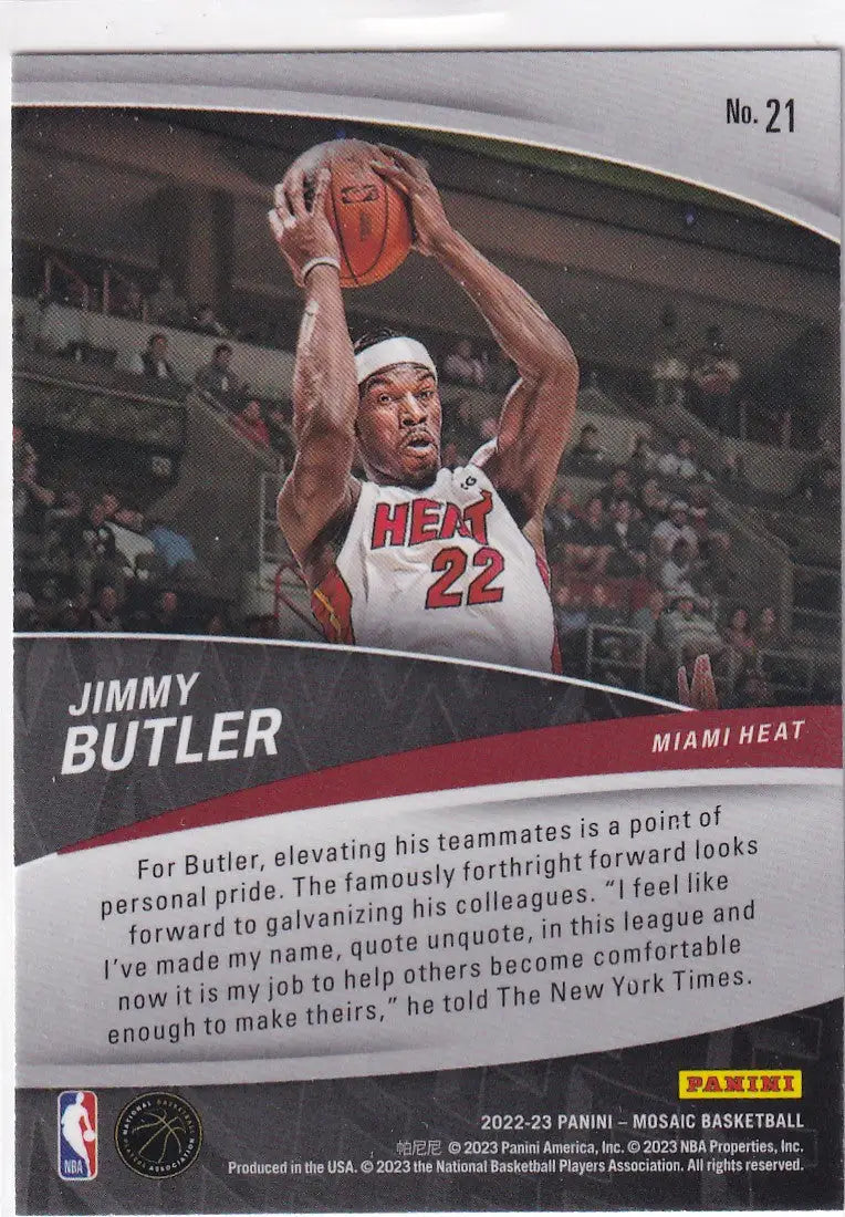 2022-23 MOSAIC #21 JIMMY BUTLER ELEVATE- MIAMI HEAT - Basketball Card Single