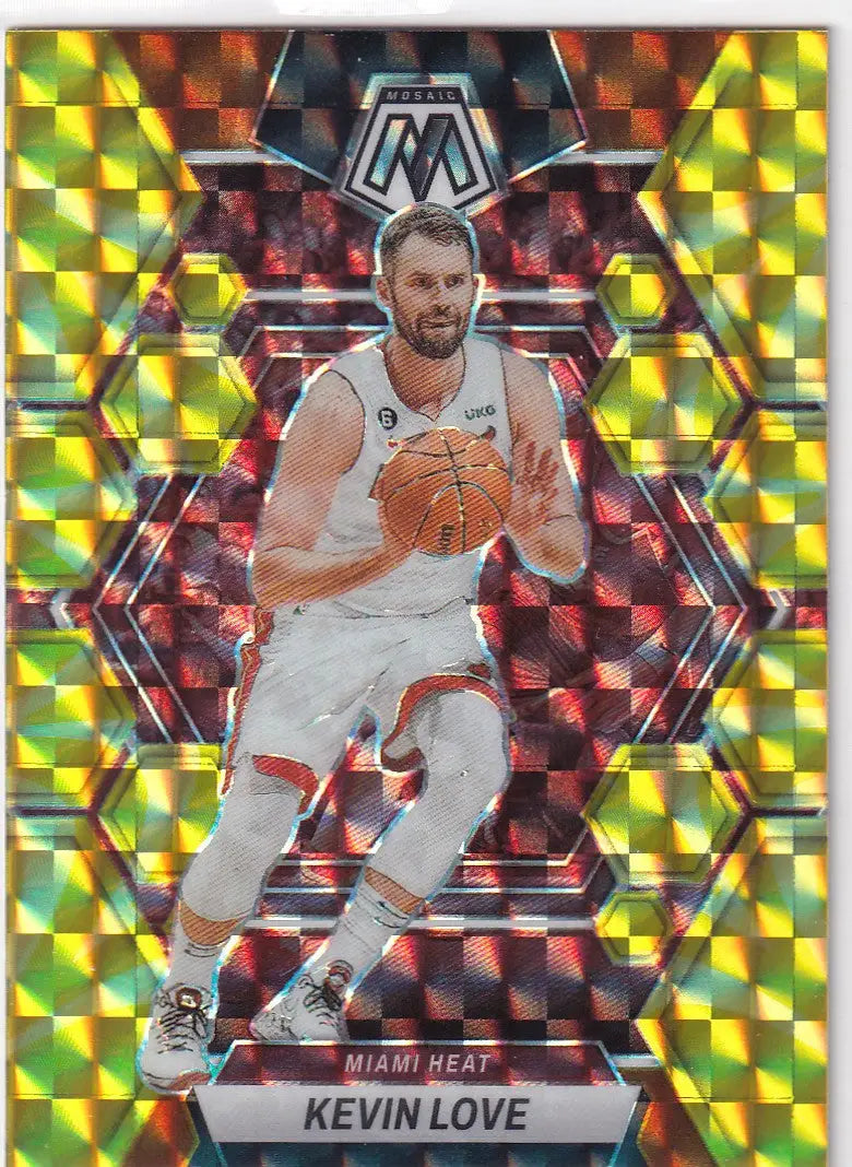 2022-23 MOSAIC #42 KEVIN LOVE YELLOW REACTIVE- MIAMI HEAT - Basketball Card Single