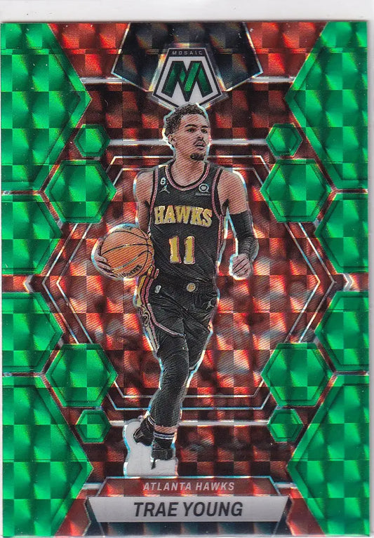 2022-23 MOSAIC #8 TRAE YOUNG GREEN REACTIVE- ATLANTA HAWKS - Basketball Card Single