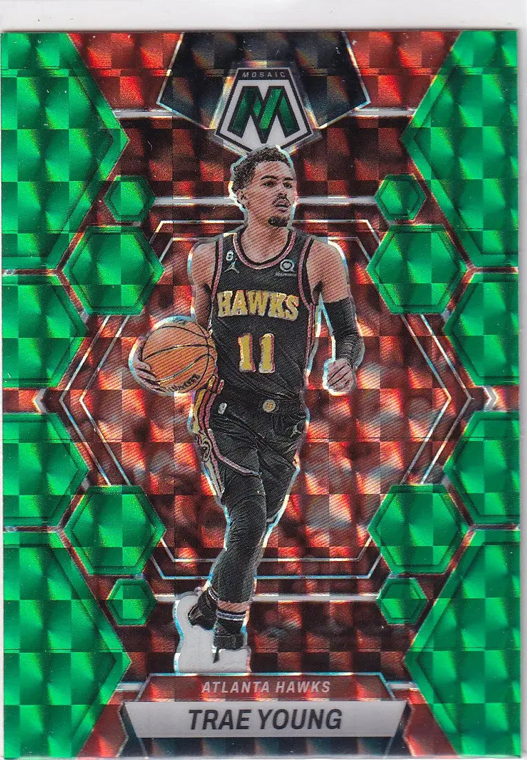 2022-23 MOSAIC #8 TRAE YOUNG GREEN REACTIVE- ATLANTA HAWKS - Basketball Card Single