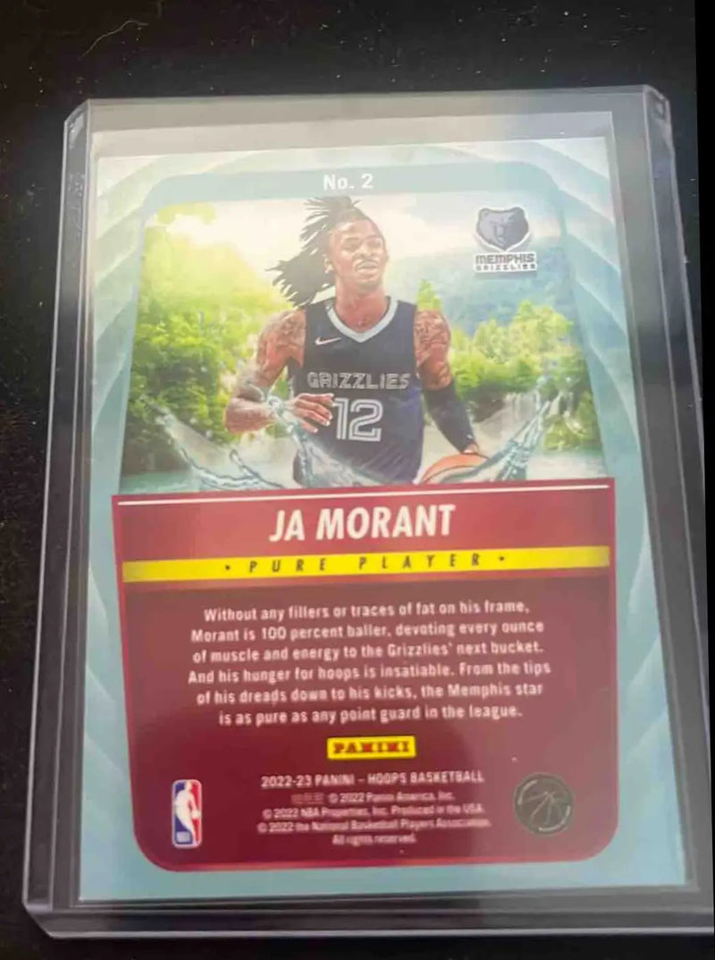 Panini Basketball Hoops Ja Morant Pure Players trading card in protective sleeve