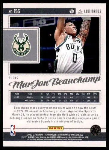2022-23 Panini Chronicles #156 MarJon Beauchamp NM-MT Bucks Luminance ID:73800 - Basketball Card Single