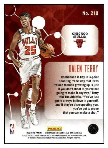 Dalen Terry basketball card from Panini Chronicles with original gloss Bulls Essentials