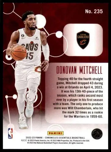 Panini Chronicles Donovan Mitchell basketball card with original gloss from 2022-23 Cavaliers series