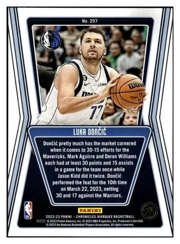Original gloss Panini Chronicles Luka Doncic basketball card from 2022-23 Mavericks series