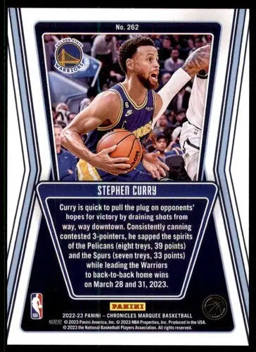 Original gloss Panini Chronicles Stephen Curry basketball card Warriors Marquee NM-MT
