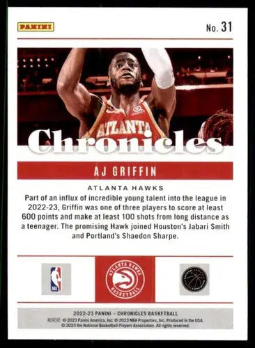 2022-23 Panini Chronicles #31 AJ Griffin NM-MT Hawks Chronicles ID:73771 - Basketball Card Single
