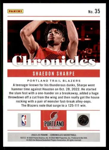2022-23 Panini Chronicles #35 Shaedon Sharpe NM-MT Blazers Chronicles ID:73773 - Basketball Card Single