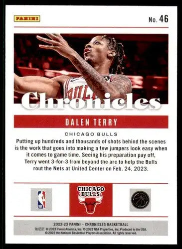 Original gloss Panini Chronicles Dalen Terry basketball card from 2022-23 series