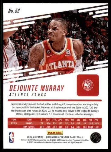 Dejounte Murray basketball card from Panini Chronicles 2022-23 with original gloss